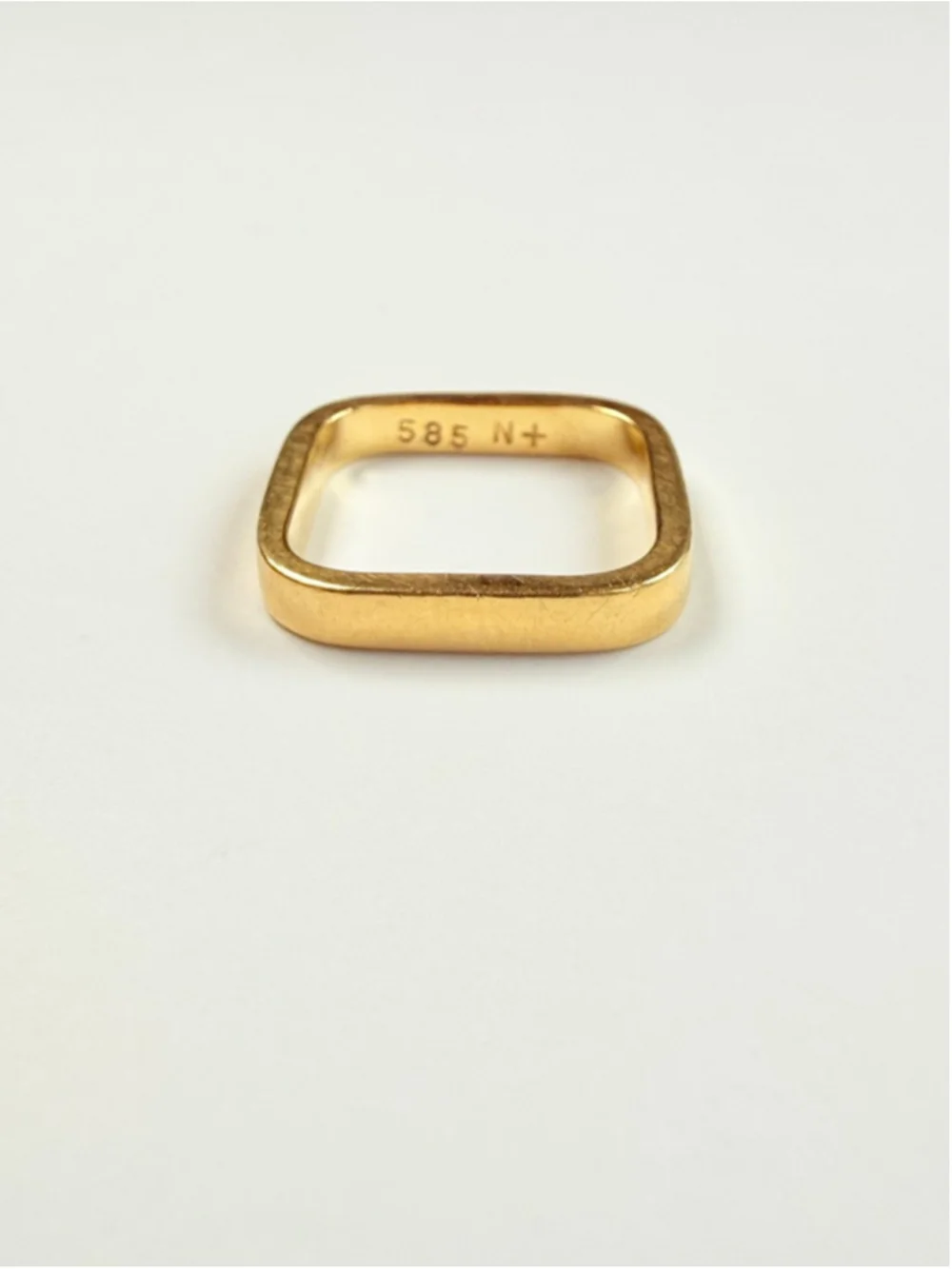 14K Solid Gold Designer NOVA Modern Geometric Square Band Stacking Ring - Picture 1 of 7